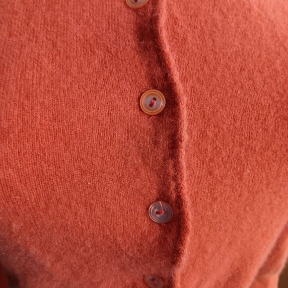 Vintage Women's Small Sweater Angora Lambs Wool Orange Cardigan 1950's Sock Hop - Picture 3 of 10